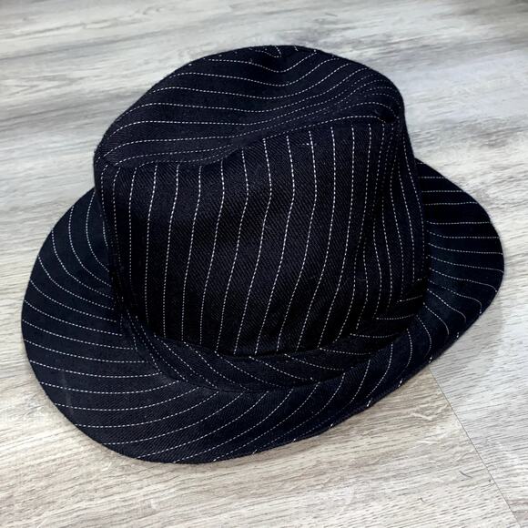 Black Pinstripe Fedora Hat for Kids Classic Gangster Style - Picture 4 of 5